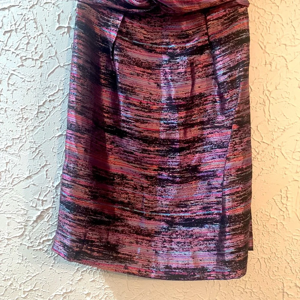 Shoshanna NEW Strapless Dress 10 Black Purple Multi Wedding Guest Cocktail
